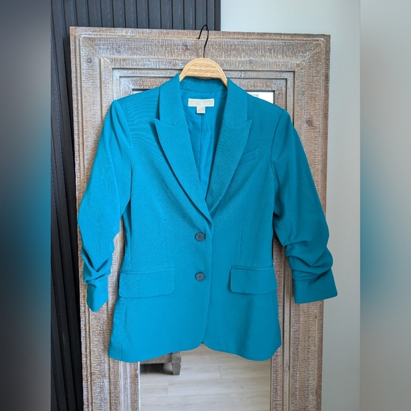 Michael Kors 2 Button Teal Women's Blazer Size 4 - Picture 2 of 14